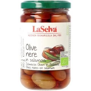 Oliven Schwarz mit Stein Salzlake 310g SEL
