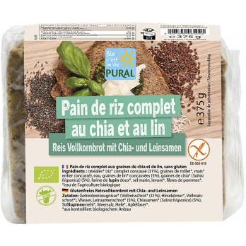 Reisbrot mit Chia und Leinsamen glutenf 375g PRL